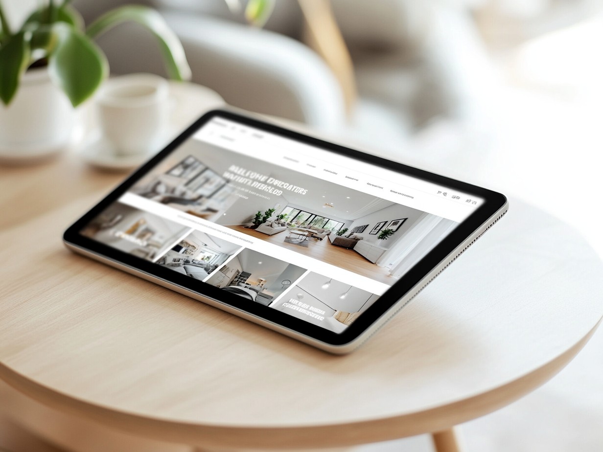 Tablet mostrando un anuncio de un inmueble en venta.