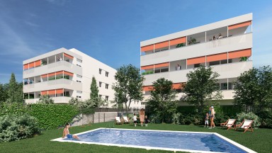Appartement de nouvelle construction à vendre, dans le quartier Domeny de Gérone avec une piscine commune.