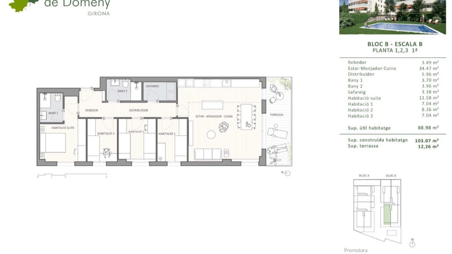 Appartement de nouvelle construction à vendre, dans le quartier Domeny de Gérone