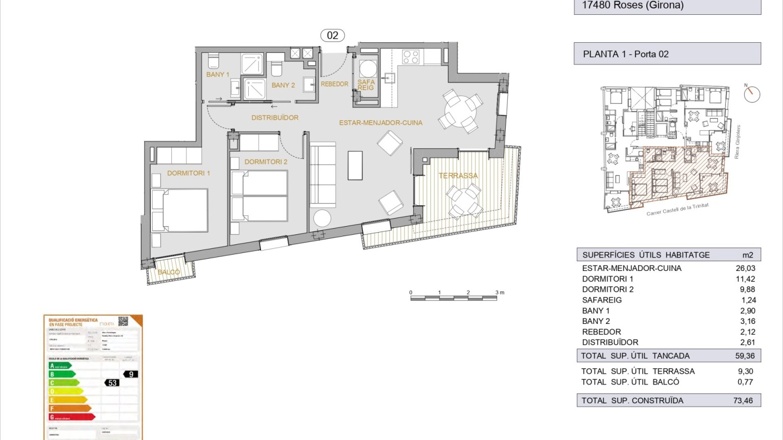 APARTAMENT DE 2 DORMITORIS A 1 MINUT DE LA PLATJA DE ROSES 